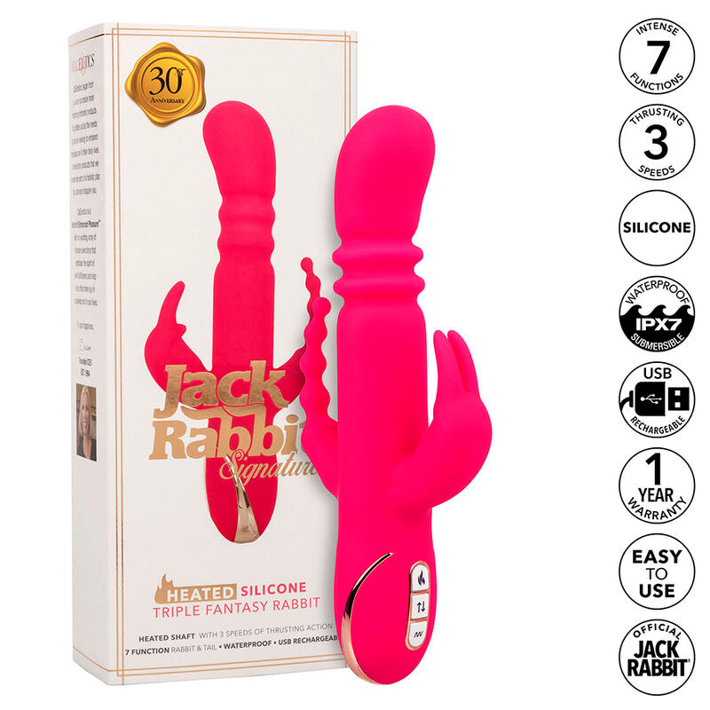 CALEXOTICS - JACK FANTASY VIBRATORE TRIPLO RISCALDATO CON RABBIT ROSA