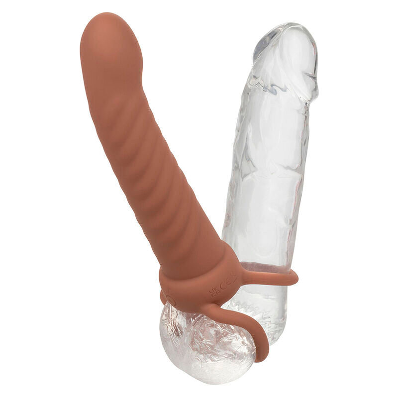 CALEXOTICS - MAXX RIBBED DOPPIA PROLUNGA 10 VIBRAZIONI MULATTO