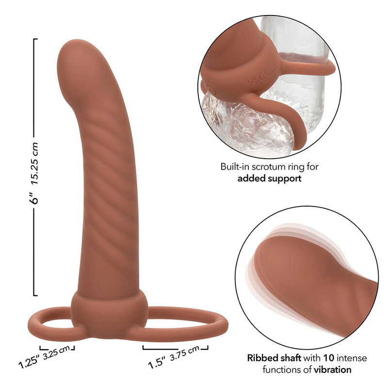 CALEXOTICS - MAXX RIBBED DOPPIA PROLUNGA 10 VIBRAZIONI MULATTO