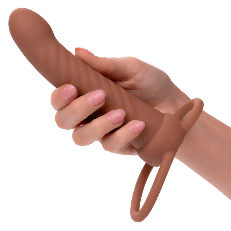 CALEXOTICS - MAXX RIBBED DOPPIA PROLUNGA 10 VIBRAZIONI MULATTO
