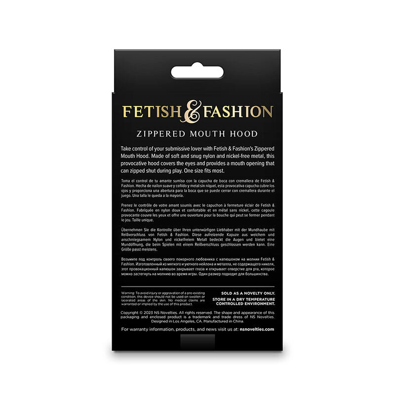 NS NOVELTIES FETISH & FASHION - CAPPUCCIO CON CERNIERA IN NYLON NERO