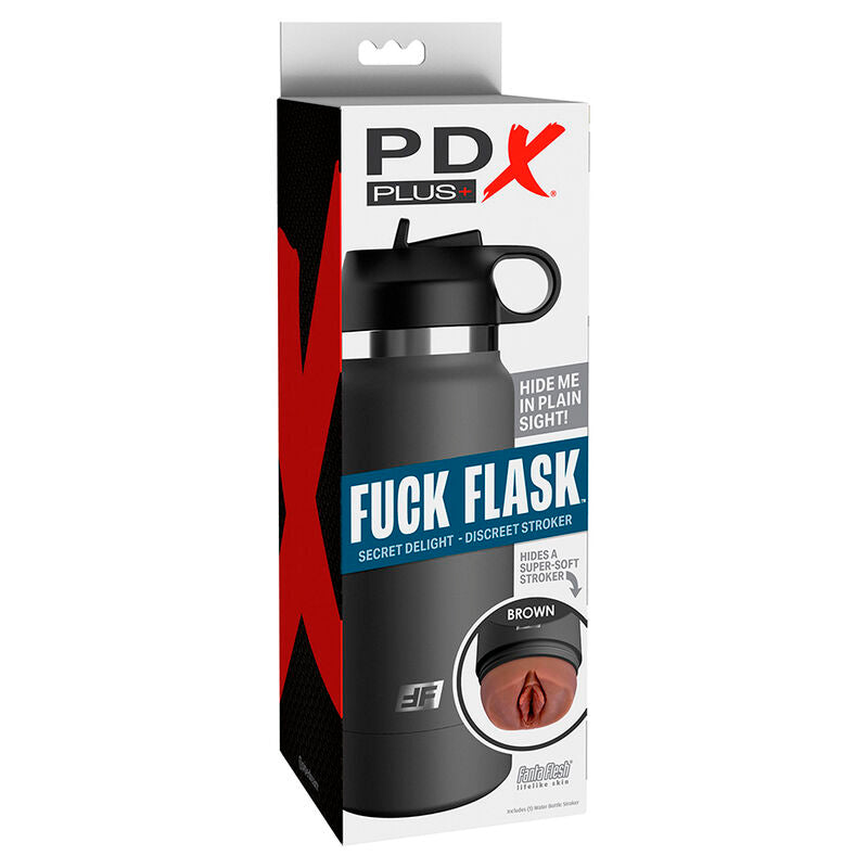 PDX PLUS - MASTURBATORE DESIGN DISCRETO A FORMA DI BOTTIGLIA CON VAGINA FUCK FLASK CARAMEL