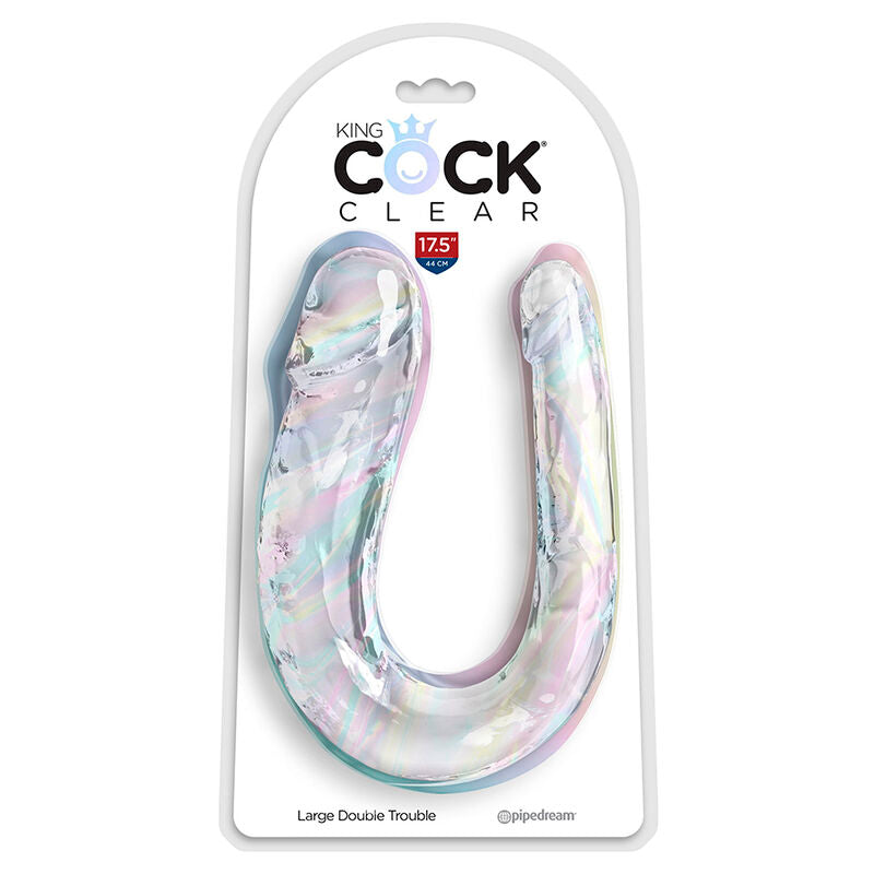 KING COCK - DOUBLE TROUBLE DILDO DOPPIO 44 CM TRASPARENTE