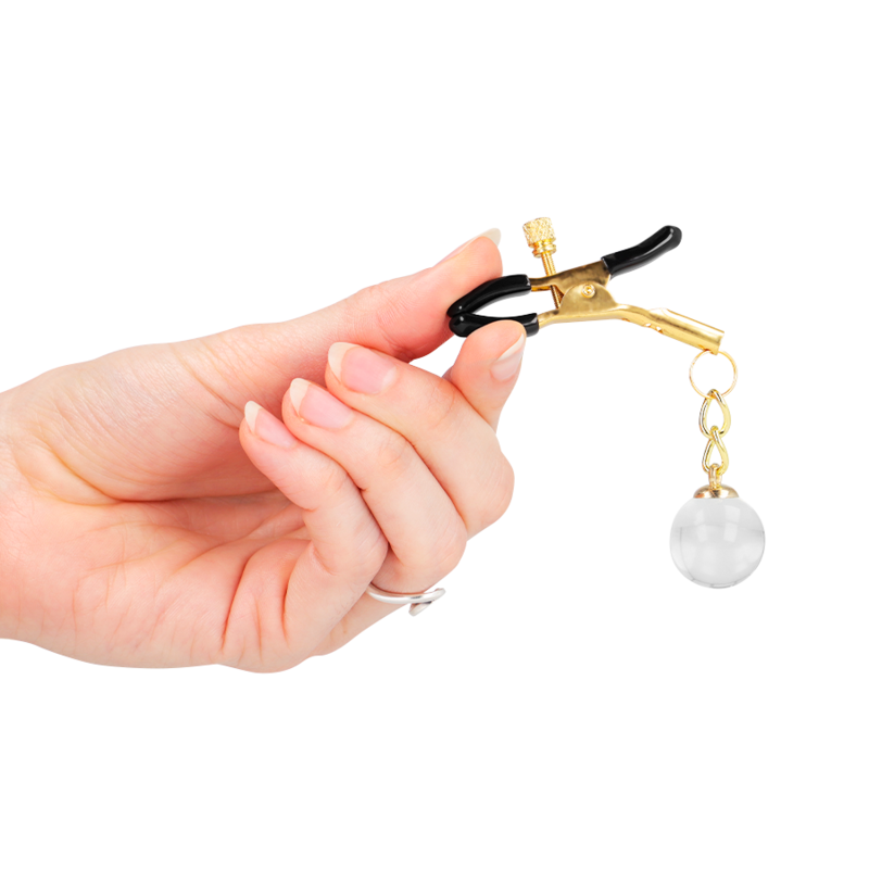 KINK - MORSETTI PER CAPEZZOLI CON PERLINE DI VETRO COLOR ORO 6 CM