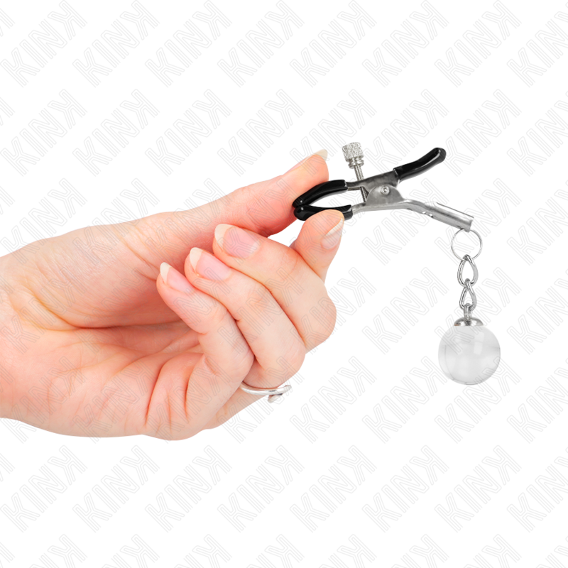 KINK - MORSETTI PER CAPEZZOLI CON PERLINE DI VETRO COLOR ARGENTO 6 CM