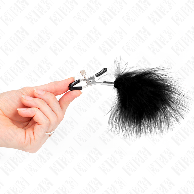 KINK - MORSETTI PER CAPEZZOLI CON PIUME NERE 7 CM