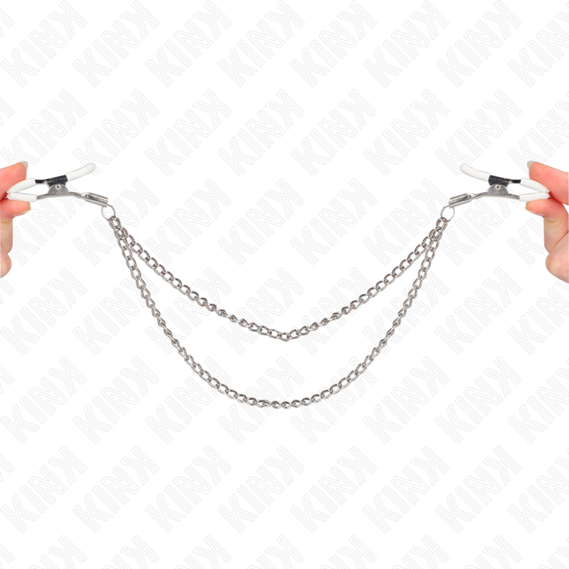 KINK - MORSETTI PER CAPEZZOLI CON 2 CATENE SOTTILI COLOR ARGENTO 20/23 CM