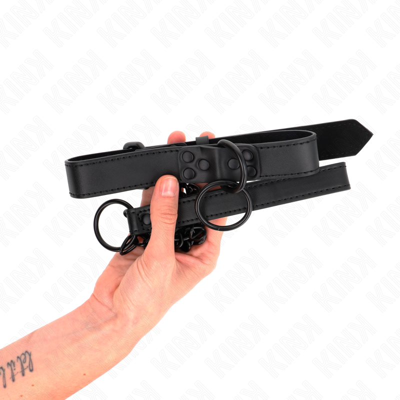 KINK - COLLARE CON GUINZAGLIO 65 CM IN COLORE SCURO REGOLABILE 37-54 CM X 3 CM