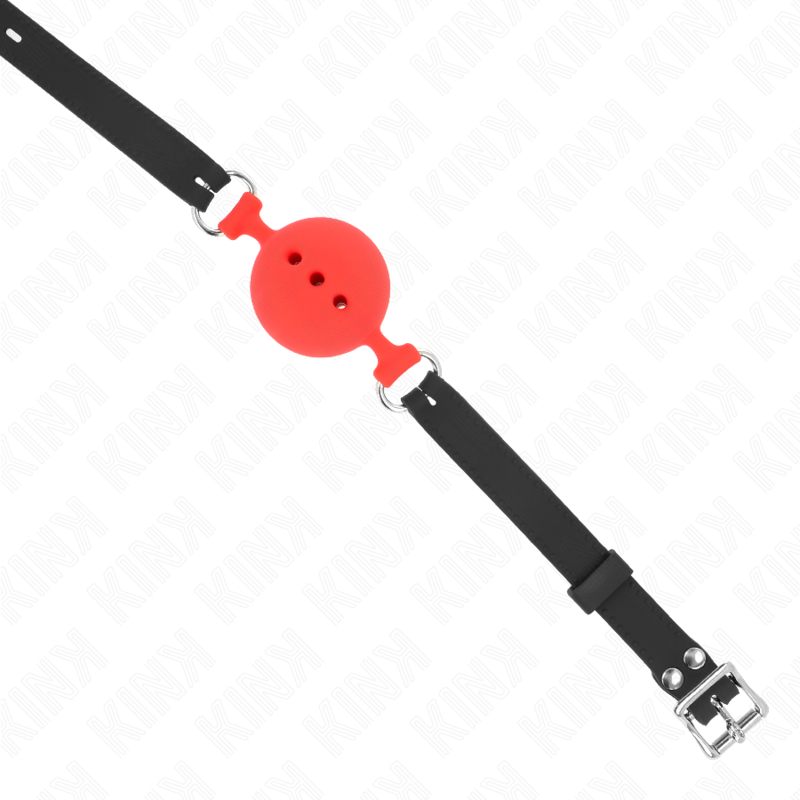 KINK - BALL GAG IN SILICONE 55 x 2 CM CON SFERA ROSSA DA 5 CM TAGLIA L REGOLABILE 35-51 CM