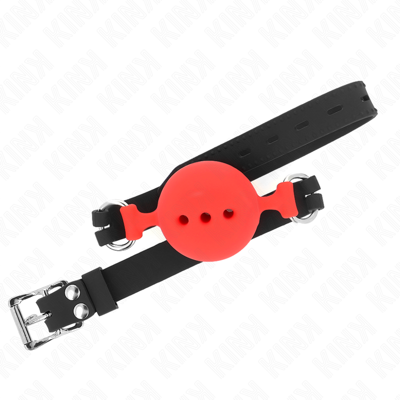 KINK - BALL GAG IN SILICONE 55 x 2 CM CON SFERA ROSSA DA 5 CM TAGLIA L REGOLABILE 35-51 CM