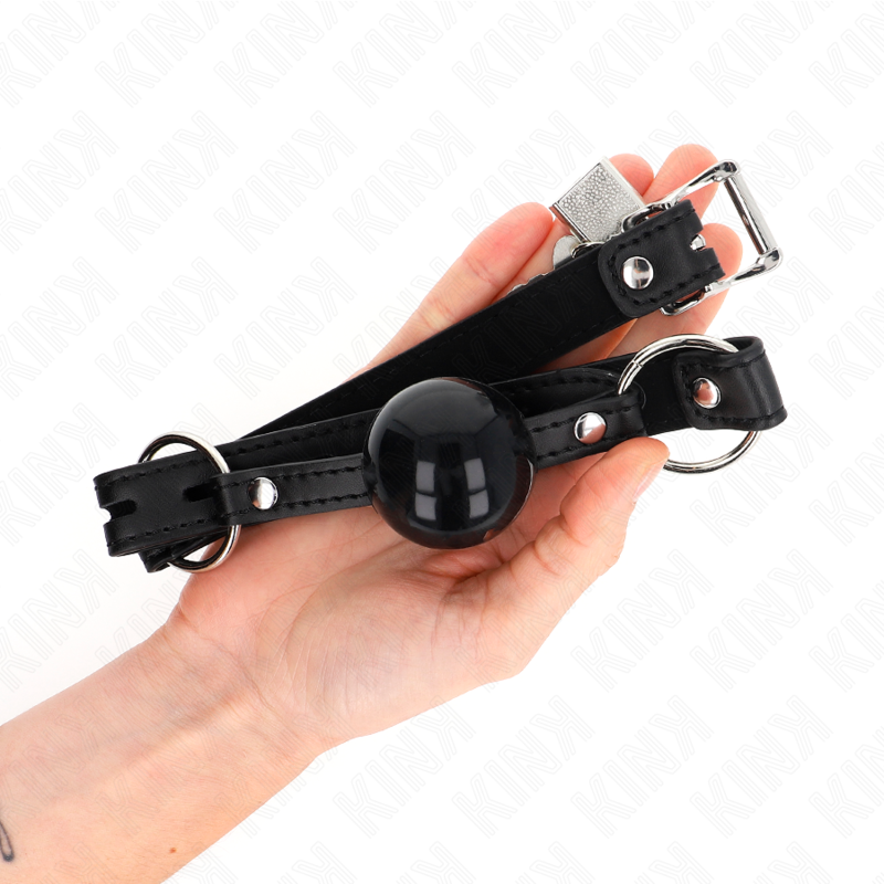 KINK - BALL GAG CON SFERA IN TPE 4 CM CON LUCCHETTO NERO 60 x 2 CM