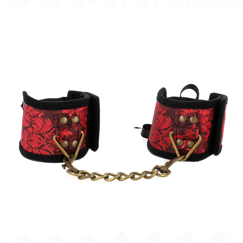 KINK - MANETTE DESIGN SCANDAL CON DETTAGLI IN PIZZO ROSSO-NERO 24,5 CM X 6,5 CM