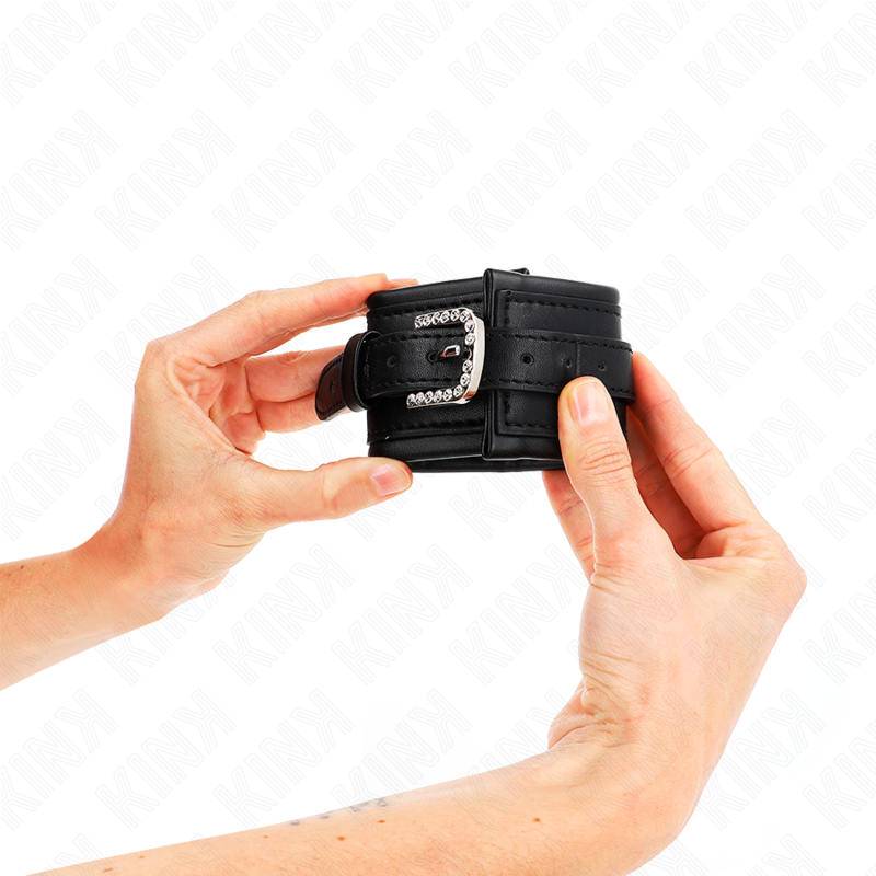 KINK - MANETTE CON FIBBIA IN STRASS NERI REGOLABILI 25-32 CM X 5,5 CM