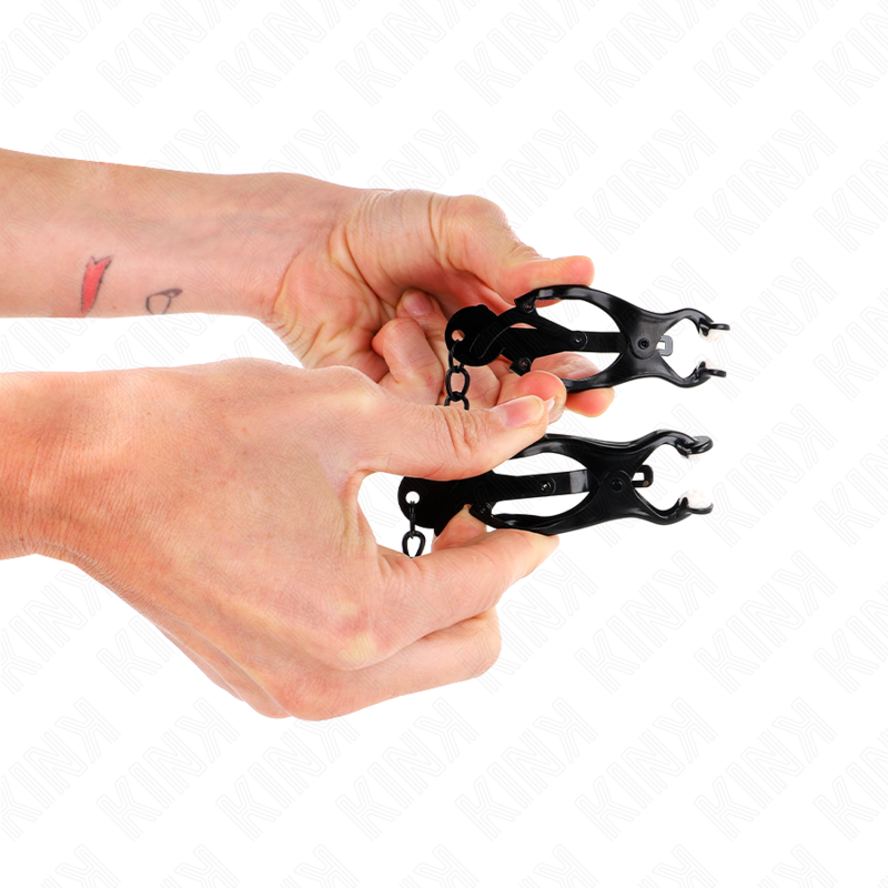 KINK - MORSETTI PER CAPEZZOLI A TRIFOGLIO GIAPPONESE CON CATENA NERI 30 CM