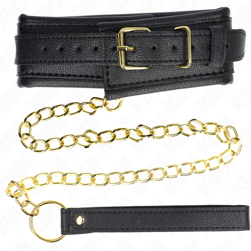 KINK - COLLARE CON GUINZAGLIO IN SIMILPELLE SPUGNA MODELLO 1 REGOLABILE 37-54 CM X 3 CM