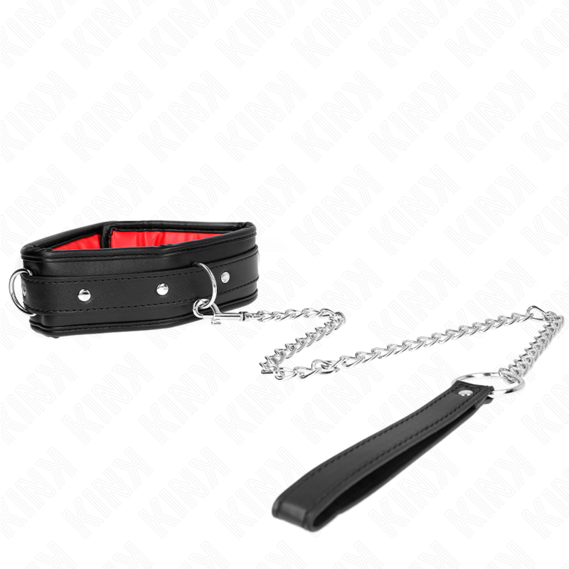 KINK - COLLARE CON GUINZAGLIO IN SIMILPELLE SPUGNA MODELLO 3 REGOLABILE 37-54 CM X 3 CM