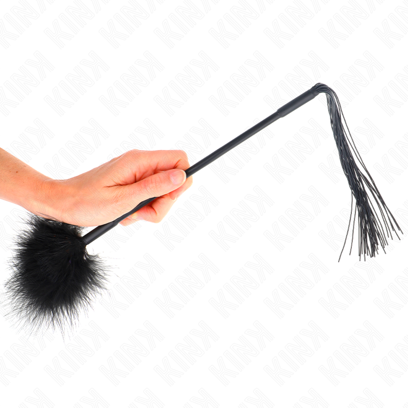 KINK - FRUSTA IN SILICONE CON SOLLETICATORE DI PIUME 47 CM