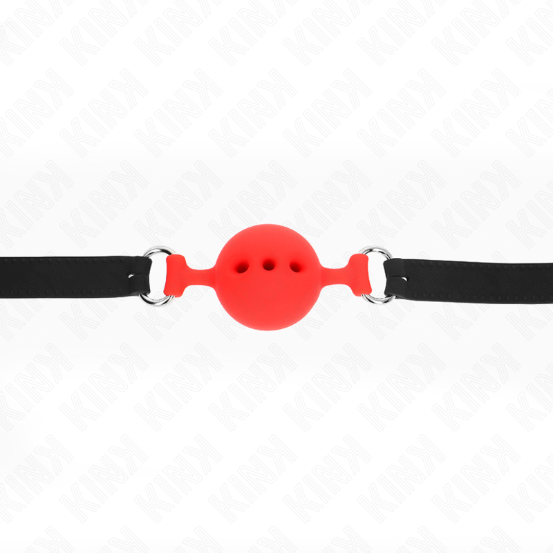 KINK - BALL GAG IN SILICONE COMPLETO 55 x 2 CM CON SFERA DA 4,5 CM TAGLIA M ROSSO REGOLABILE 35-51 CM