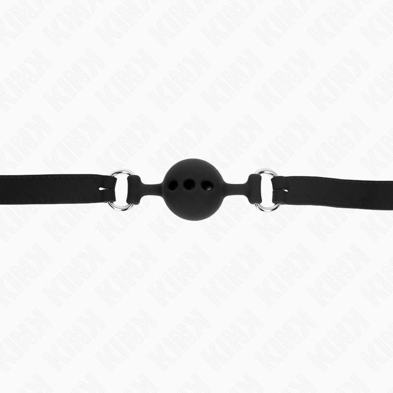 KINK - BALL GAG IN SILICONE CON SFERA 4 CM NERA TAGLIA S NERO MISURA 55 x 2 CM REGOLABILE 35-51 CM