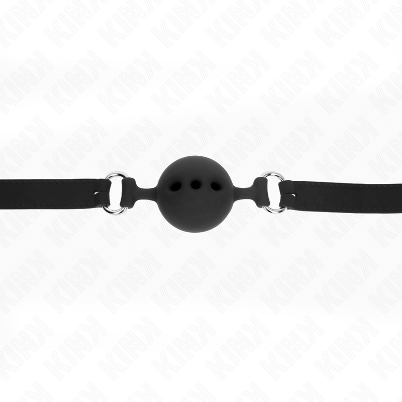 KINK - BALL GAG IN SILICONE 55 x 2 CM CON SFERA DA 5 CM TAGLIA L NERO REGOLABILE 35-51 CM