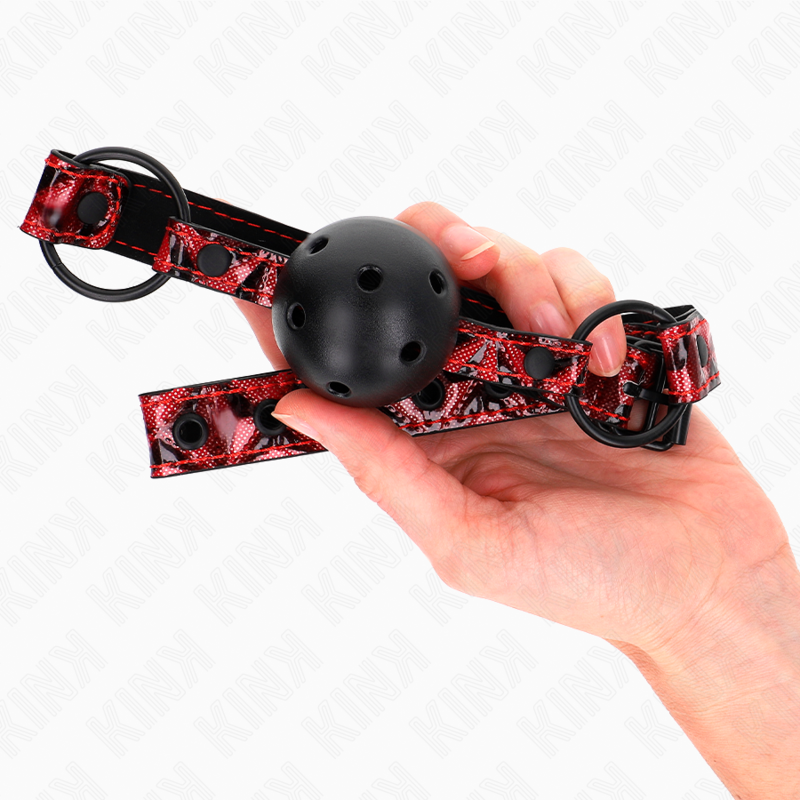 KINK - BALL GAG A MOTIVO DIAMANTE CON SFERA FORATA 4,5 CM MODELLO 2 MISURA 64,5 CM REGOLABILE 42-60 CM