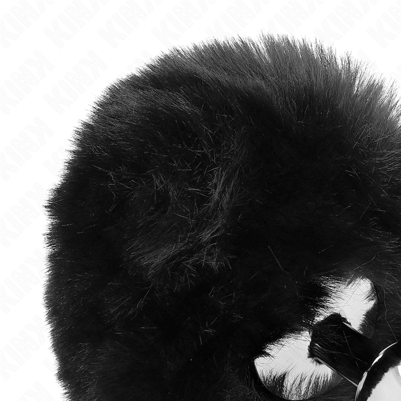 KINK - PLUG IN ACCIAIO INOX 7 x 3 CM CON CODA DI CONIGLIO IN PELLICCIA SINTETICA NERA 8 CM