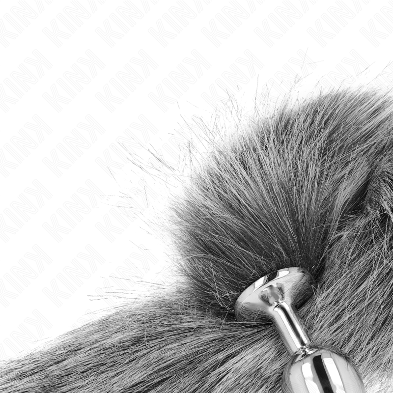 KINK - PLUG ANALE 7 X 3 CM CON CODA SINTETICA 40 CM GRIGIO TAGLIA S
