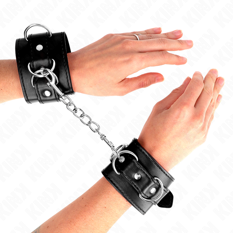 KINK - CINTURE PER POLSI CON 3 ANELLI A D REGOLABILI NERE 17,5-25 CM X 6 CM