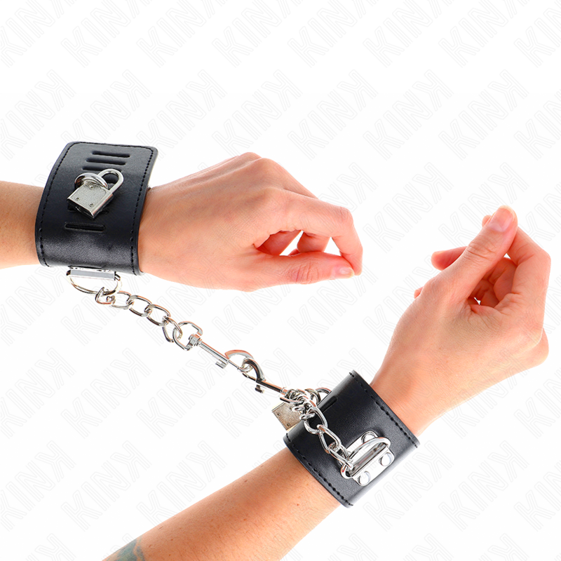 KINK - MANETTE CON CHIUSURA A LUCCHETTO NERE REGOLABILI 16-23 CM X 5,5 CM