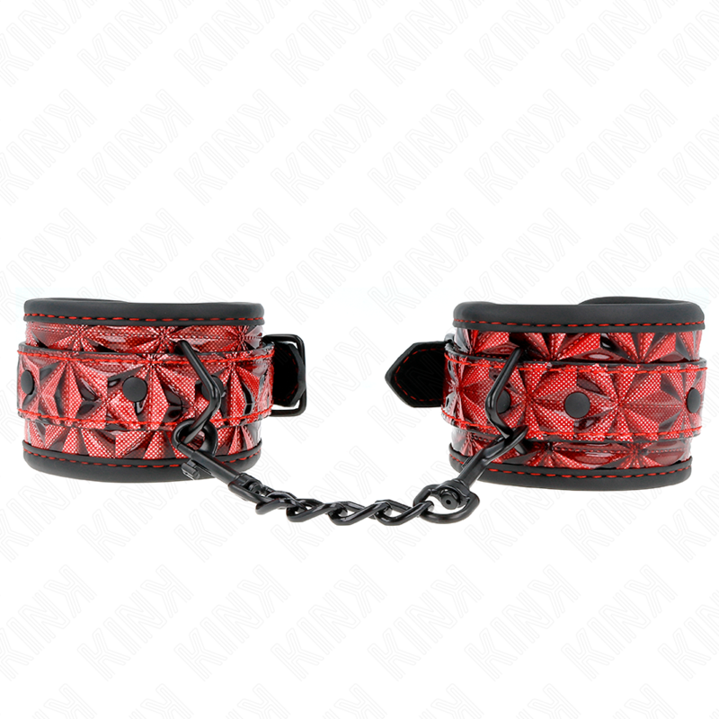 KINK - CINTURINI DA POLSO CON MOTIVO A ROMBO ROSSO SCURO REGOLABILI 17-26 CM X 5,5 CM