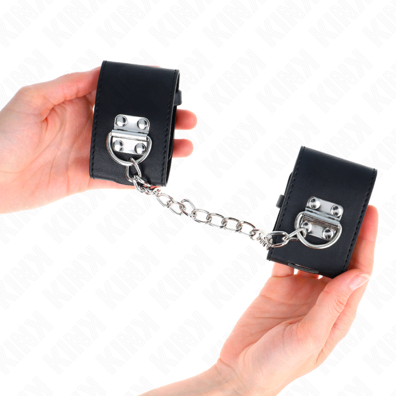 KINK - MANETTE FISSE CON CATENA 30 CM E CHIUSURA CON LUCCHETTO NERO REGOLABILE 16-23 CM X 5,5 CM