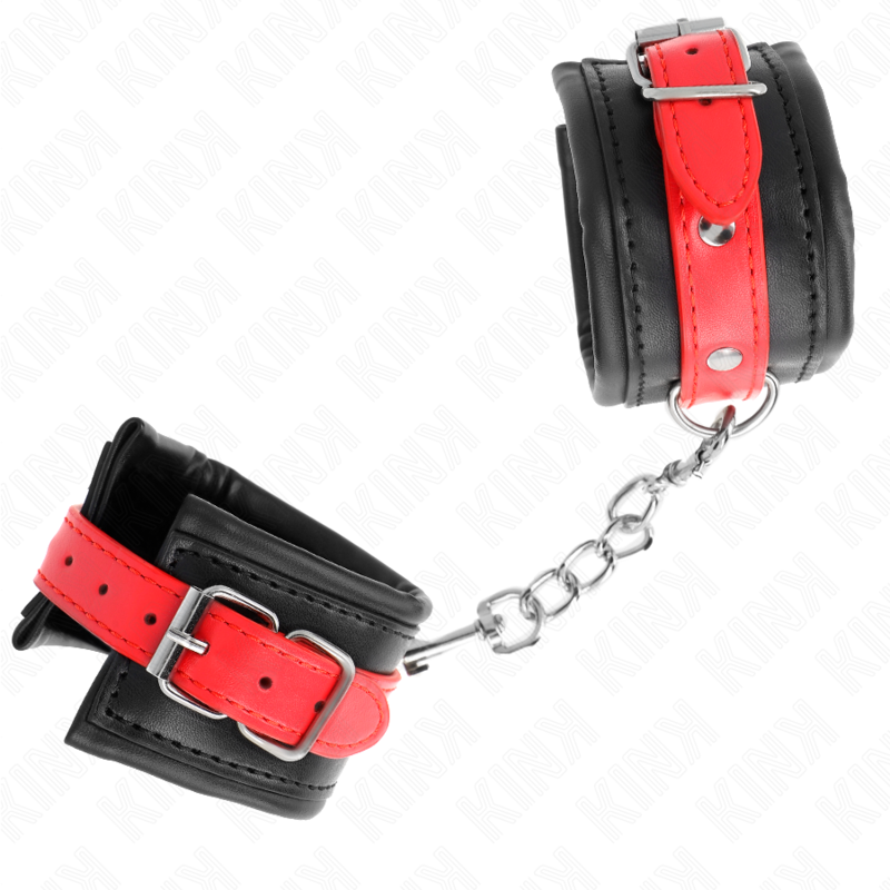 KINK - CINTURINI PER POLSI NERI CON CINGHIA ROSSA REGOLABILE 17-28 CM X 6 CM
