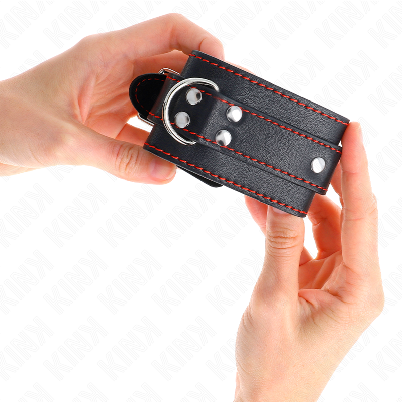 KINK - MANETTE NERE CON FODERA ROSSA REGOLABILI 20-28 CM X 5,5 CM