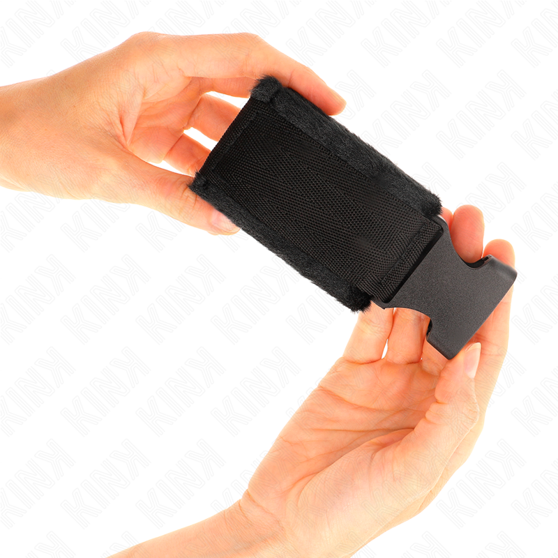 KINK - MANETTE CON GANCIO E ANELLO IN NYLON ROSSO-NERO MODELLO 1 REGOLABILI 25-35 CM X 6 CM