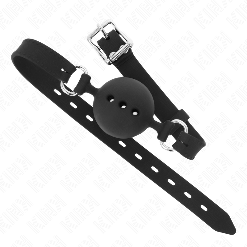 KINK - BALL GAG IN SILICONE CON SFERA 4,5 CM NERA TAGLIA M NERO MISURA 55 X 2 CM REGOLABILE 35-51 CM