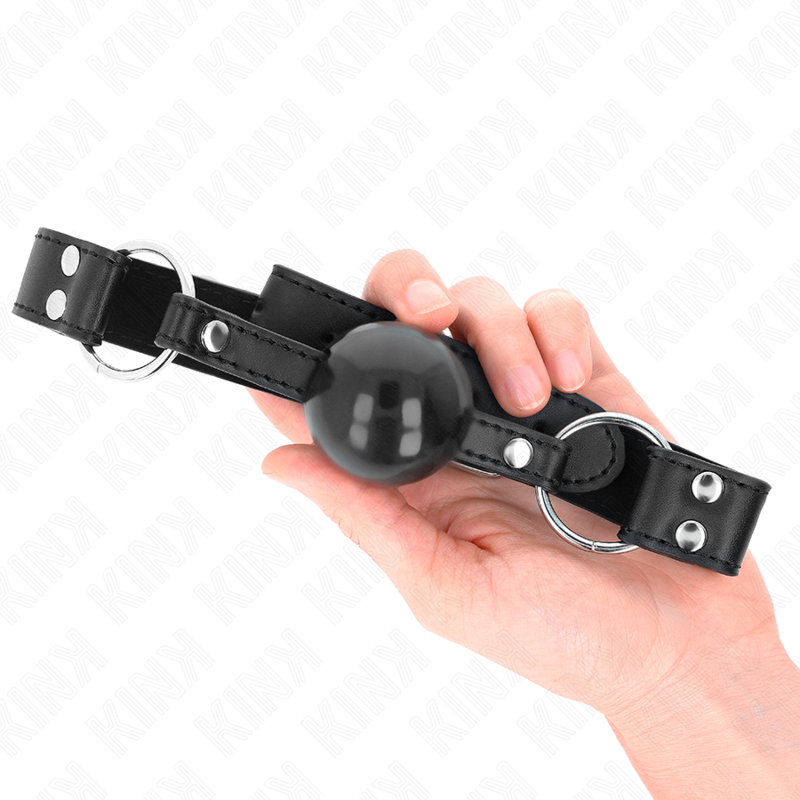 KINK - BALL GAG CON SFERA RIGIDA NERA FORATA 4 CM E CINGHIA NERA 60 x 2 CM REGOLABILE 37-52 CM