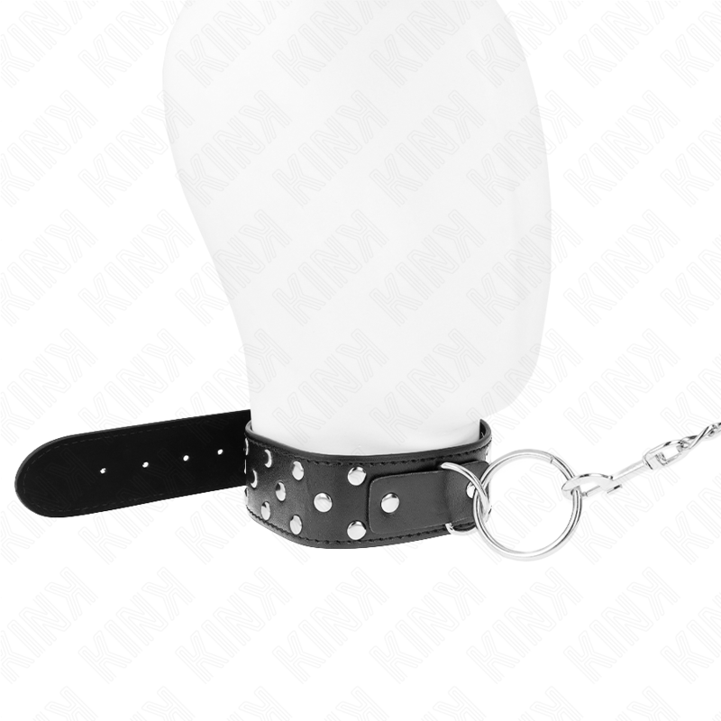 KINK - COLLARE CON CINTURINO E RIVETTO AD ANELLO 65 CM NERO REGOLABILE 36-50 CM X 3,8 CM