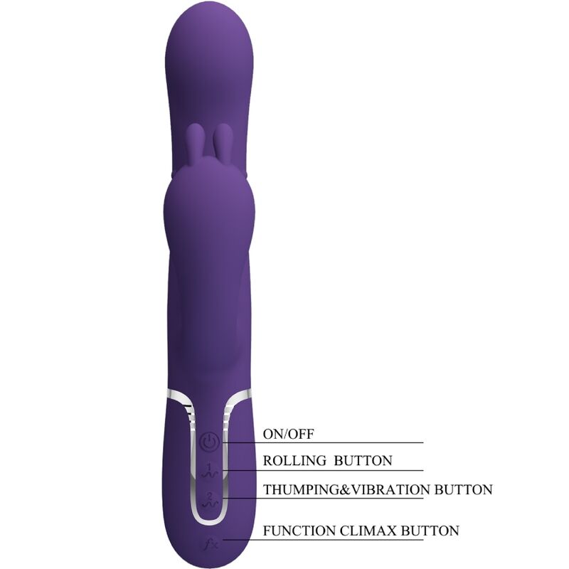 PRETTY LOVE - VIBRATORE CAMMY TRIPLO MULTIFUNZIONE 4 IN 1 VIOLA
