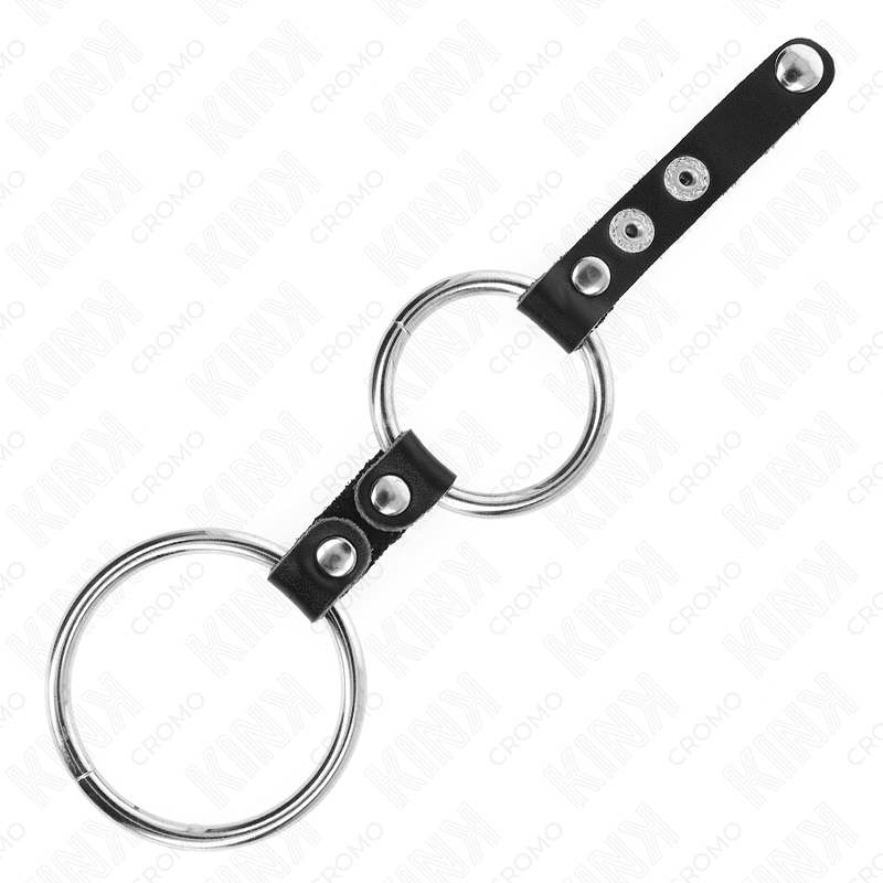 KINK - DOPPIO ANELLO PER PENE DA 3,8 CM A 5 CM CON CINTURINO IN PELLE