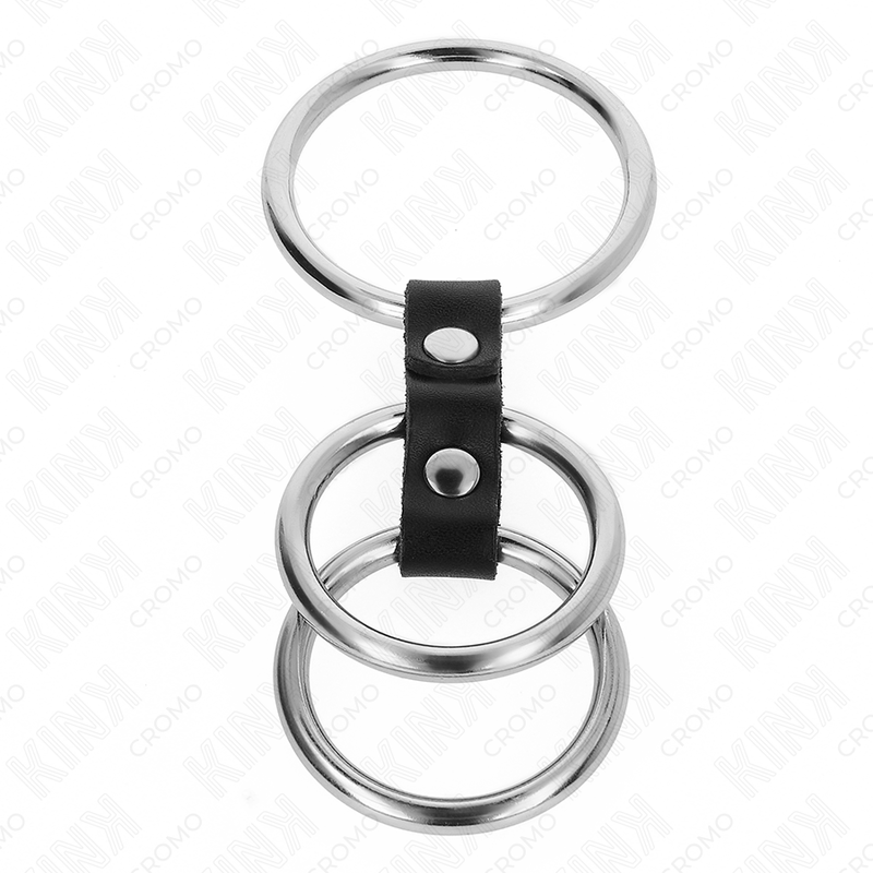 KINK - ANELLO PENE IN METALLO TRIPLO DA 3,7 CM A 5 CM CON CINTURINO IN PELLE
