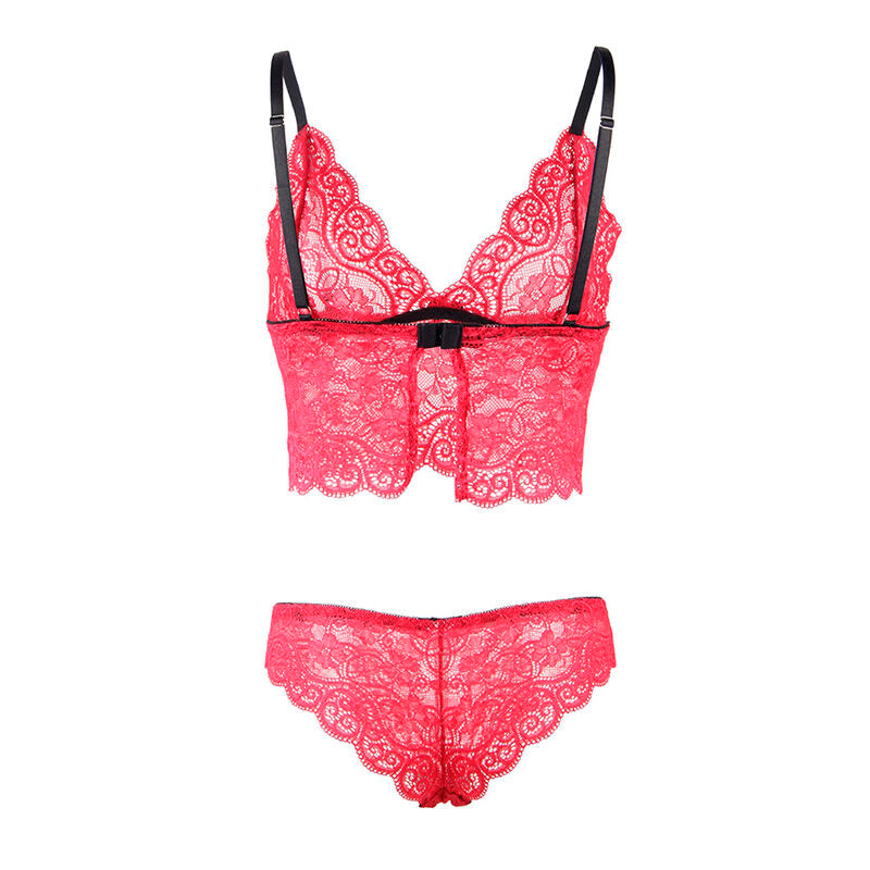 SUBBLIME - 953904 SET DA NOTTE IN SETA E PIZZO + SLIP ROSSO L/XL