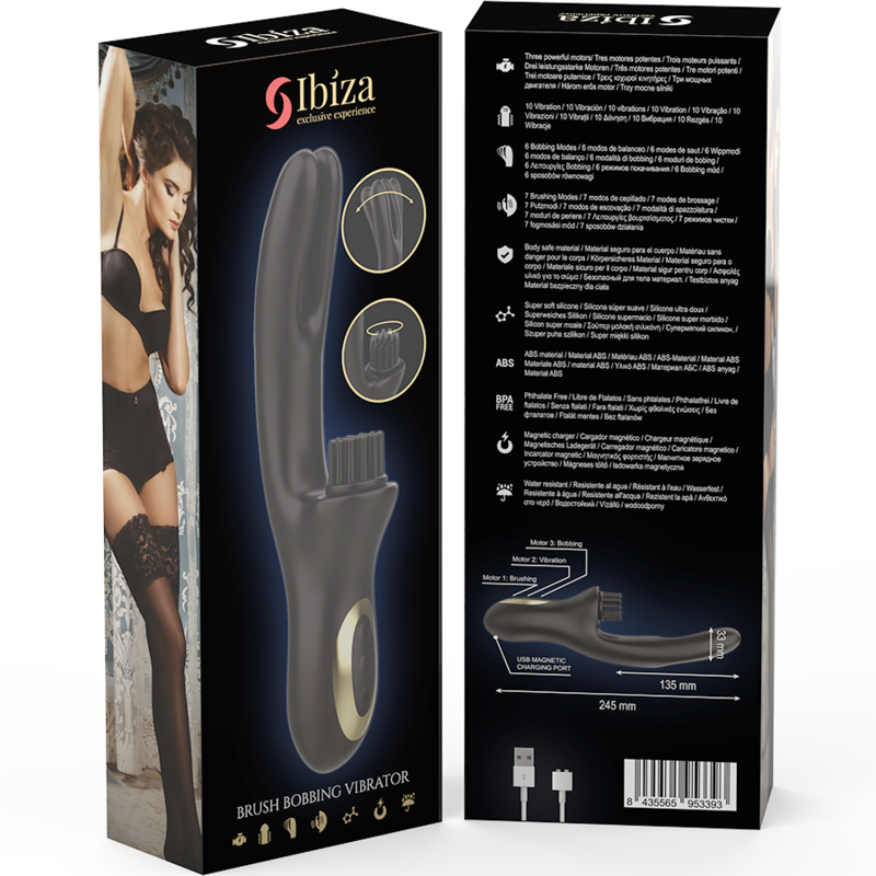 VIBRATORE CLITORIDE MULTICELLULARE, DOPPIA ONDA CON SPAZZOLA RABBIT, TECNOLOGIA HI-TECH