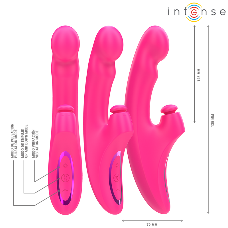INTENSE - EMI VIBRATORE MULTIFUNZIONE 3 IN 1 10 VIBRAZIONI 13,5 CM ROSA