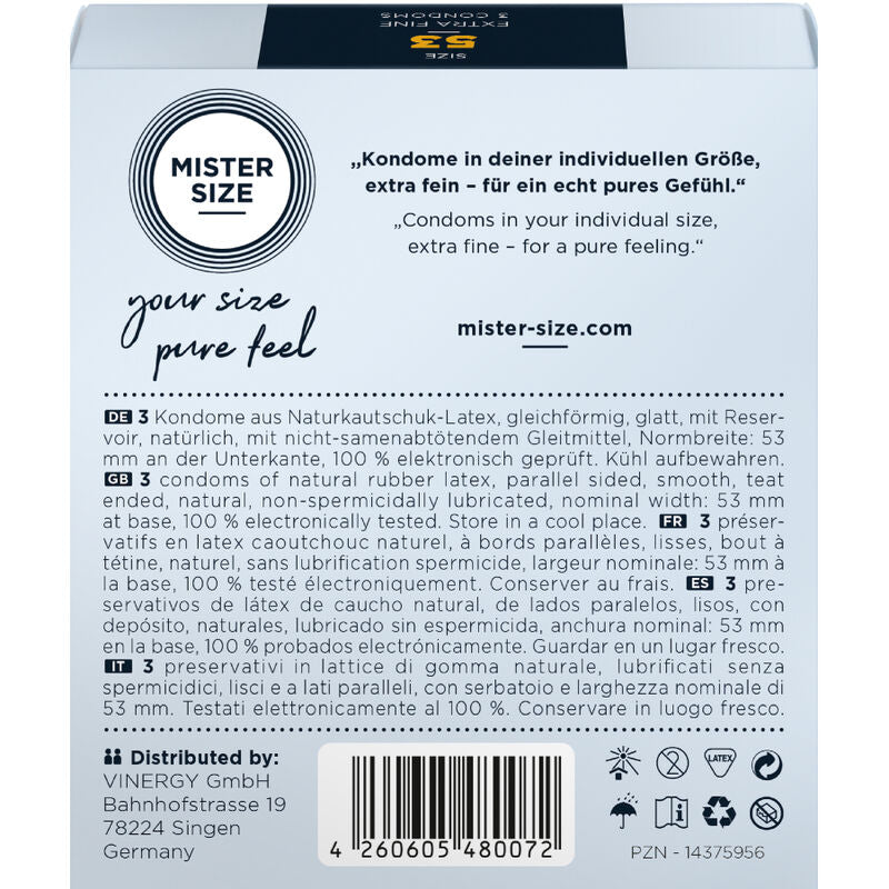 MISTER SIZE - PRESERVATIVI TAGLIA M 53 MM (3 UNITÀ)