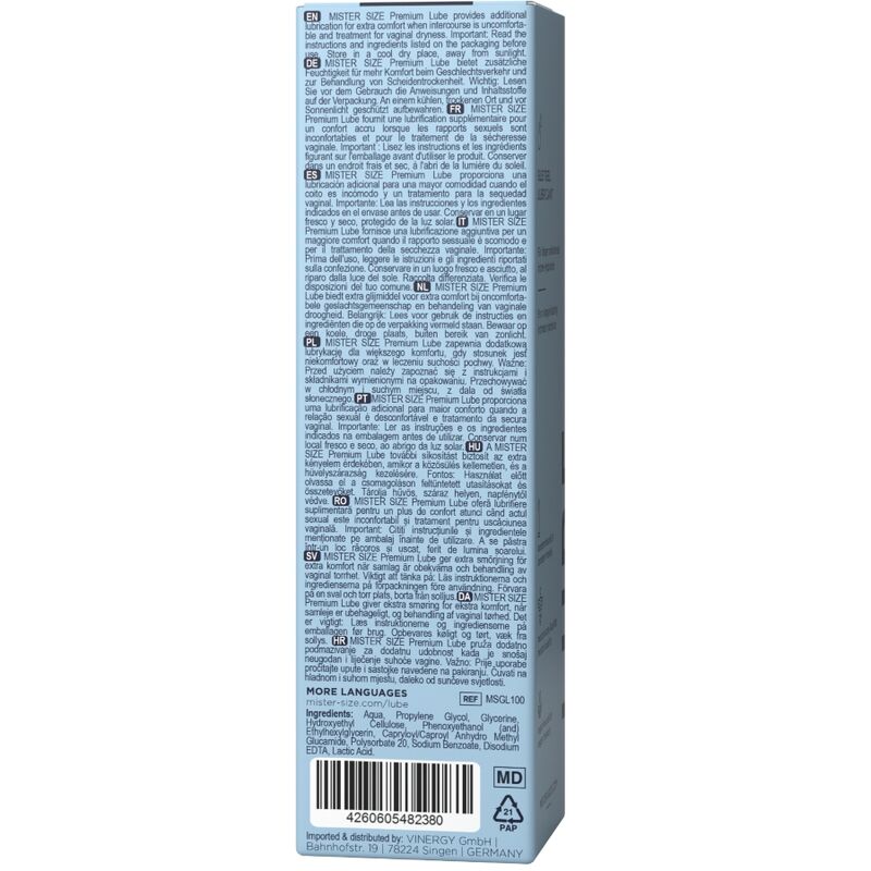 MISTER SIZE - LUBRIFICANTE PREMIUM A BASE ACQUA 100 ML