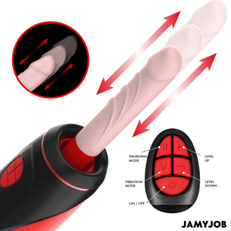 JAMYJOB - PYSTON MASTURBATORE AUTOMATICO CON DILDO PLUG IN RICARICABILE CON TELECOMANDO