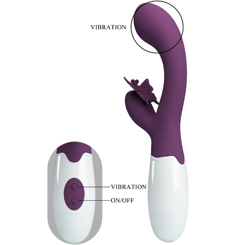 PRETTY LOVE - VIBRATORE CONIGLIO BUTTERFLY KISS E STIMOLATORE PUNTO G VIOLA