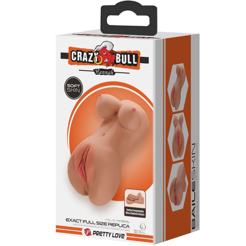 CRAZY BULL - HANNAH BUSTO/TORSO MASTURBATORE REALISTICO CON VAGINA E ANO MULATTO