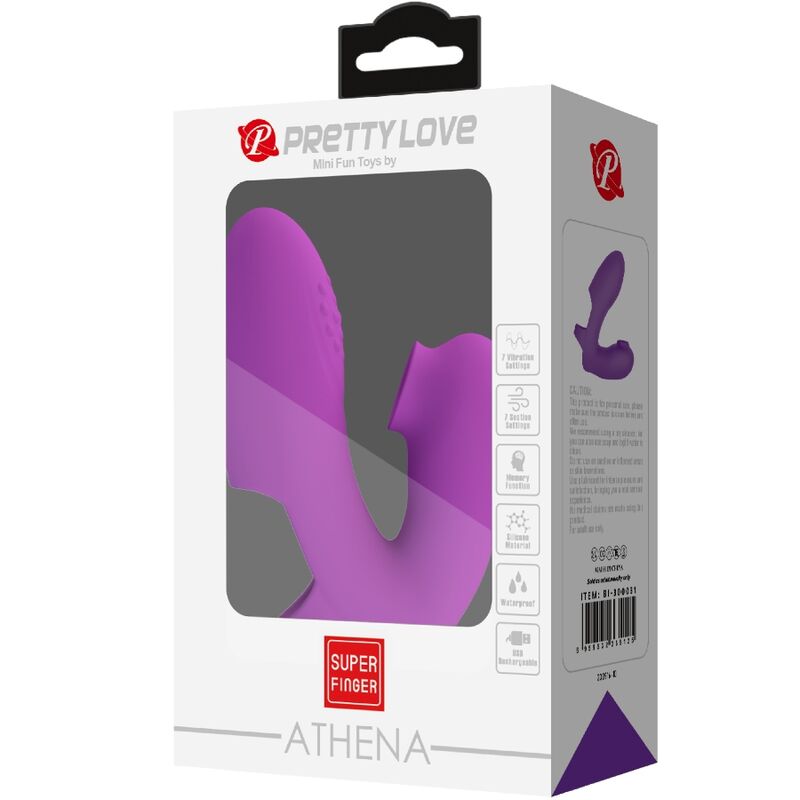 PRETTY LOVE - DITALE STIMOLATORE ATHENA VIBRANTE CON STIMOLATORE CLITORIDEO VIOLA