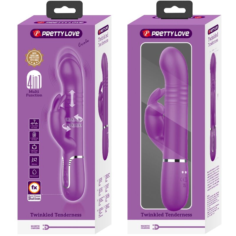 PRETTY LOVE - VIBRATORE COALE CON RABBIT CON SFERE ROTANTI VIOLA